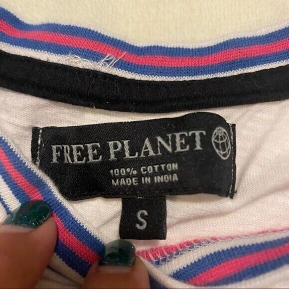 Free planet womens basic white short sleeve fitted crew neck t-shirt size small - Picture 4 of 6